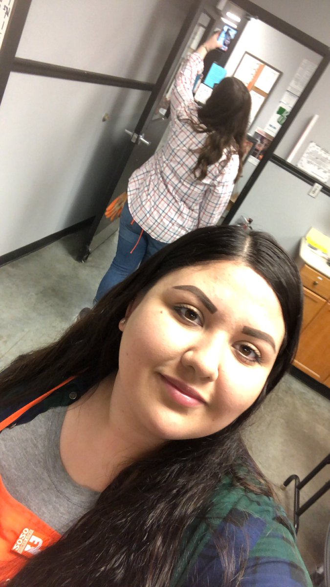 Brianna and I celebrating flannel day, while also remaining 6 ft apart!  #SocialDistancing #MWSpringSpiritWeek