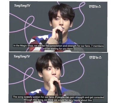 14. “[magic shop] is a song containing the story that when you’re tired and want to run away from reality, if you open the door inside your heart, there is a magic shop, and inside there are seven of us who will comfort fans.” +