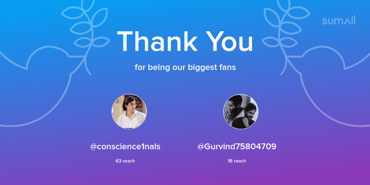 Deepu04430698's tweet photo. Our biggest fans this week: conscience1nals, Gurvind75804709. Thank you! via https://t.co/gCjyzPmuz5 https://t.co/u93yfZuBov