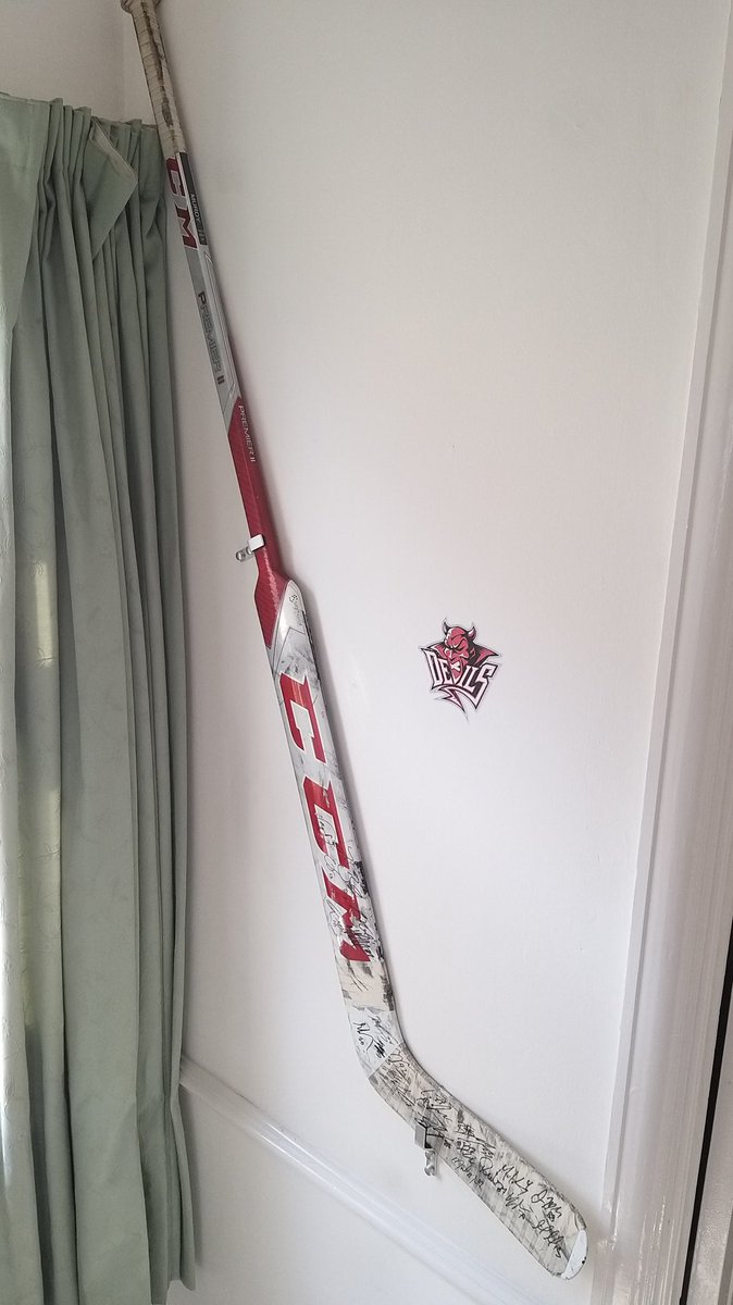 tvenn's tweet photo. Our @cardiffdevils wall has been chosen and our @bownsy21 and team signed stick is up. Signed pucks next. #devilfamily #missinghockey #mayneedmorespace https://t.co/6pYRNgFiwk