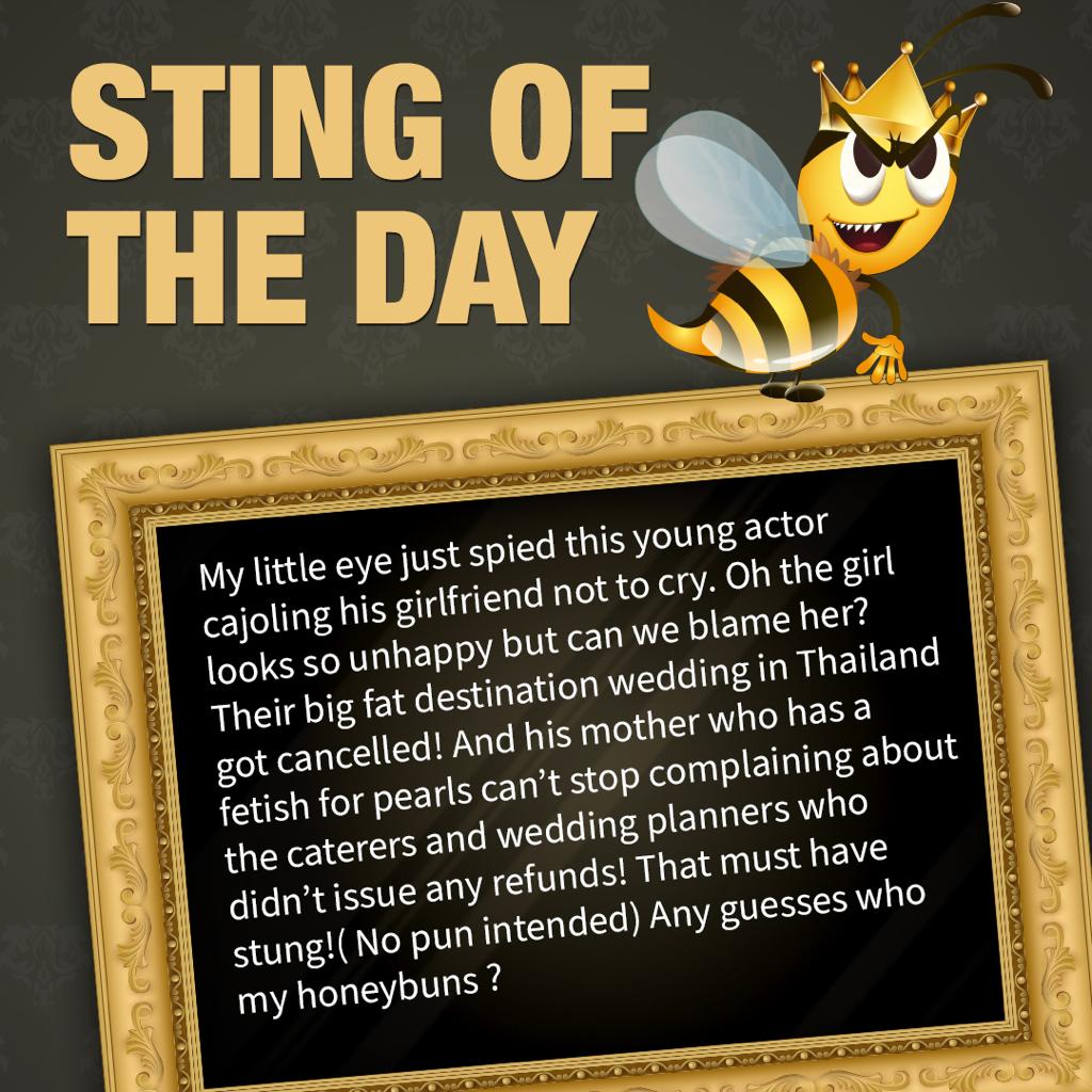 etimes's tweet photo. #GuessWho 
#StingOfTheDay 

After Bolly Buzz, Bolly Bee is here with a new segment called ‘Sting of the Day’. Here’s some juicy gossip right from Bollywood’s hive. Any guesses who Bolly Bee is talking about? https://t.co/6UmxDt8fyT