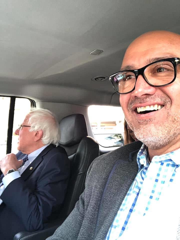 ChuckRocha's tweet photo. 1yr ago today @BernieSanders and I were together in Nevada and here we are discussing a finding good place to eat and how we plan to prioritize the #Latinovote in this campaign #NotMeUs https://t.co/POrbywYlh1