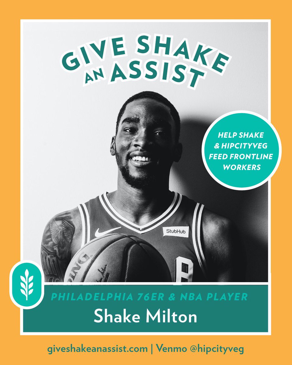 HipCityVeg on Twitter: "Shake Milton, @sixers player, just donated 500  lunches to feed local healthcare workers! Can you help him reach 1000?  https://t.co/Sxcqho8jmd" / Twitter