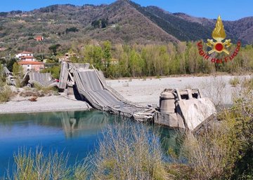 A bridge on a normally busy provincial road in northern Italy collapsed on Wednesday but with virtually no traffic during the coronavirus lockdown, only two truck drivers suffered minor injuries, the fire brigade said.