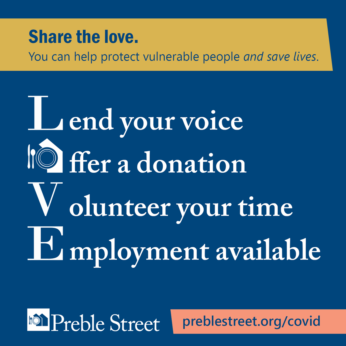 Preble Street is home to hundreds of people each day, and we are here to see them through the COVID-19 crisis. Now as much as ever, your support saves lives!

Here's how you can help: preblestreet.org/covid