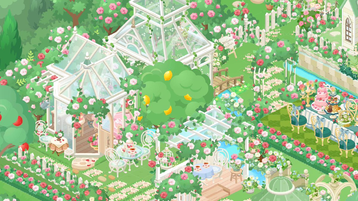 バニ チャペルのあるローズガーデン ハイジのブランコとユキちゃんもいるよ チャペルウェディングもできます ピグライフふしぎな街の素敵なお庭