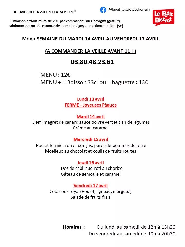 C_S_S_F's tweet photo. Voici le menu de la le restaurant sea fermé le lundi 13 avril.
-commande à la carte : avant 9h30 le jour même (pour le midi) avant 17h30 (pour le soir)
-Les menus avant 11h la veille
Désormais 2 personnes seront à la livraison 🚚 😁
#restaurants #confinementjour23 #chevigny https://t.co/nAMjXQU6uQ
