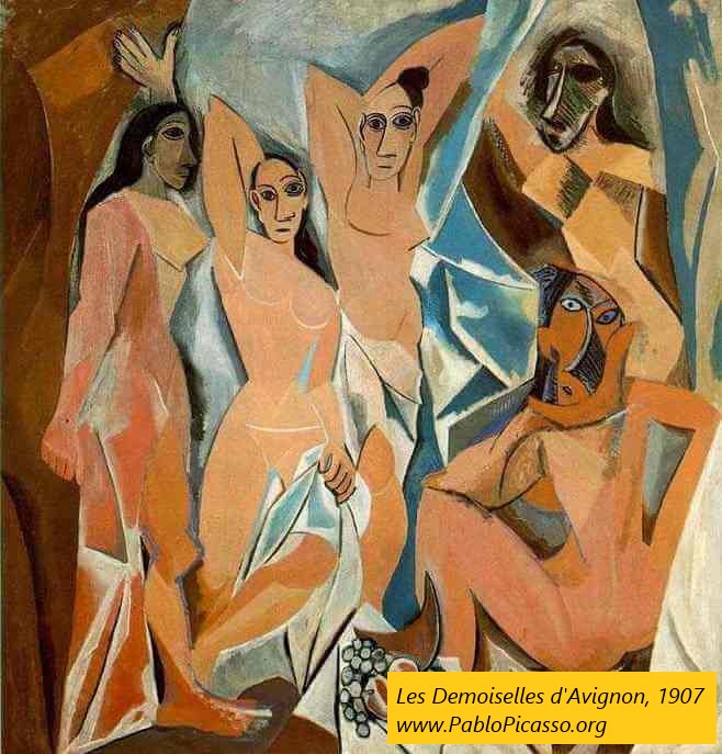 14/34 What is going on here? Picasso is clearly no longer going for realism in his drawings. A lot of the image also feels 2D and flat, as he doesn't care about giving an illusion of 3D depth anymore.