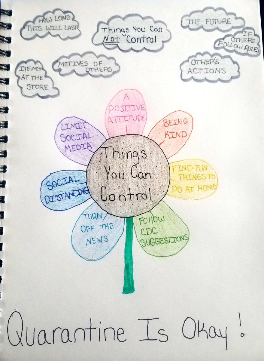 OnondagaArt's tweet photo. One of my Painting &amp; Drawing students, Jade L., made this positive message about the current quarantine situation in her sketchbook and shared it with me for her weekly check in. Such a good mindset, Jade! Thank you for sharing this! @OCSJrSrHS @TigersOCSP2 @OnondagaCSD https://t.co/YPM9gNXNfn
