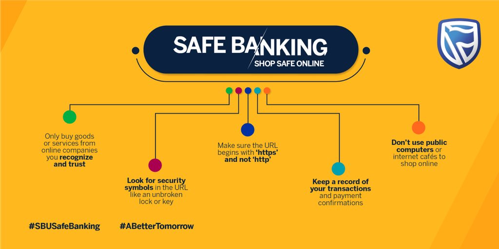stanbicug's tweet photo. Watch out for fraudulent activity while transacting with your card online. Scams include website, email and text message phishing.

Here are some tips to keep you safe when shopping online.

#SBUSafeBanking #StaySafeUG https://t.co/LNOfScz8fJ