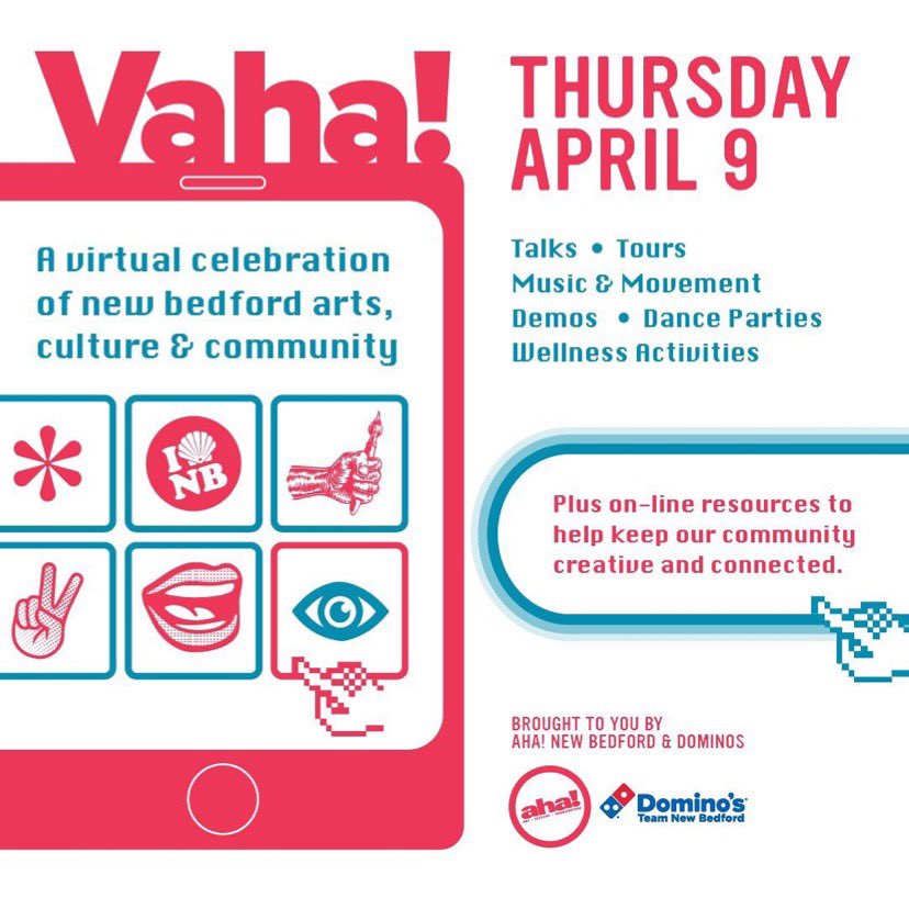 _DATMA's tweet photo. This thursday, our partner @AHANEWBEDFORD is introducing VAHA! They are adapting and overcoming to bring us arts and culture virtually. To join this Thursday find links at https://t.co/IxRU4G52q0 #ahanight #community #culture #arts #partner #LIGHT2020 #newbedford #DATMA https://t.co/PNIr68nBWk