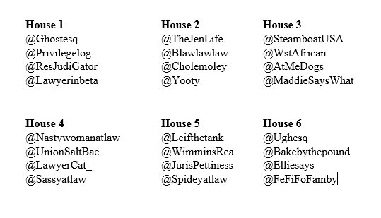 Quarantine house// #lawtwitter edition. You may choose one (1).