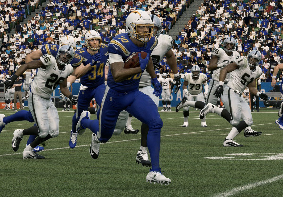 AJML_Chargers's tweet photo. Congratulations to RB1 Austin Ekeler on winning the AFC Offensive Player of the Week award!

Ek logged 291 yards and two TDs on the ground while also racking up four catches for 38 yards against the Raiders. 

#BoltUp 
@AJML_Network https://t.co/q0XK5ENbNj