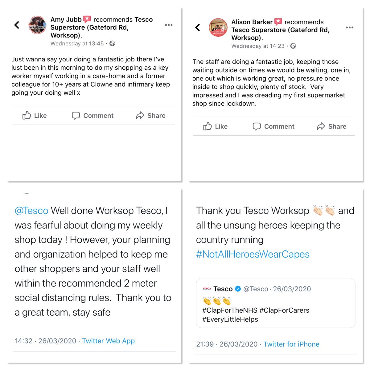 AmyM_Roach's tweet photo. Just some of the lovely feedback, from our lovely @Tesco customers. We even inspired a poem 💙 #JustDoIt #TogetherWeCanDoThis https://t.co/jvoBGhMrow