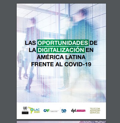 eLAC_CEPAL's tweet photo. El #COVID19 evidencia la importancia de la #digitalización para aislamiento, medidas sanitarias y funcionamiento económico y social. Conoce el grado de preparación #digital de #ALC. 
Reporte de @eLAC_CEPAL @AgendaCAF @dpl_news #TelecomAdvisory 
👇https://t.co/Zl4yUAuc2W https://t.co/W2ELN2bfMt