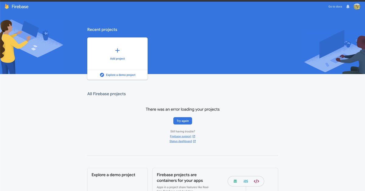 TheGwa's tweet photo. @Firebase  I can't see any projects! This is scary. https://t.co/SGvHCEUrAJ