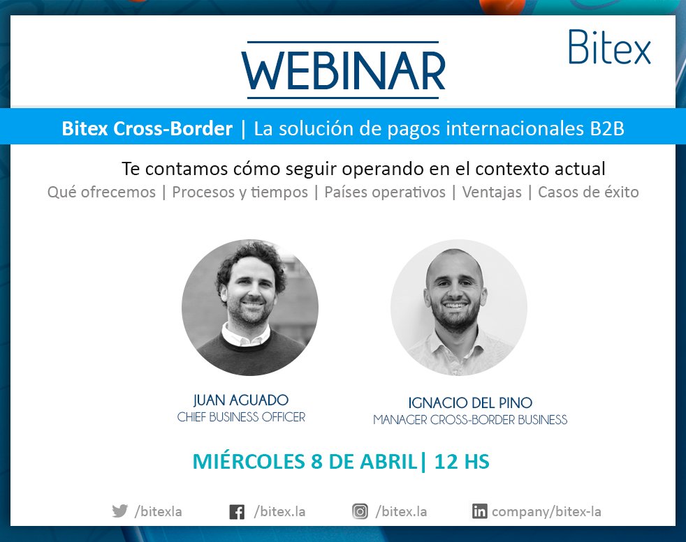 Hoy a las 12:00 hs (ARG) no te pierdas nuestro webinar: Cross-Border: la solución de pagos B2B, para descubrir cómo seguir operando en el contexto actual.

Link de registro: zoom.us/webinar/regist…