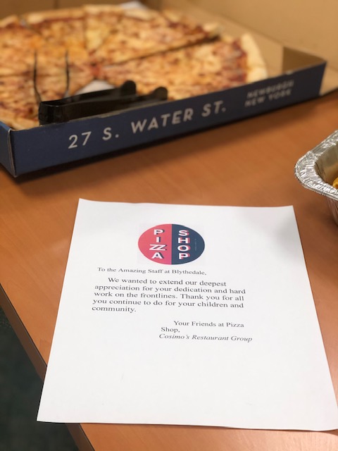 Blythedale's tweet photo. Many thanks @PizzaShop1 in #Newburgh, part of @CosimoBrickOven, for the generous donation of🍕🍝 to feed hearts, souls &amp; bellies of the #healthcareheroes @Blythedale fighting the #COVID19 crisis. @News12HV @BlaiseGomez12 @recordonline @PokJournal @WhtPlainsPatch @GeoffWilson_ https://t.co/LIn6k7ihm5