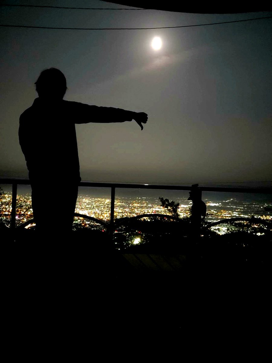 妖怪うなきのこ 月見に行ったらそもそも夜景が凄くてテンション上がってカッコいい記念撮影した T Co Xesvh8xouy Twitter