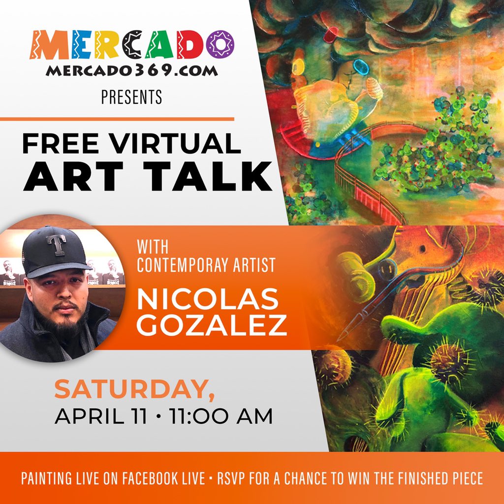 Talk with local artist and social commentator Nicolas Gonzalez as he's painting and expressing his feelings and emotions on canvas this Saturday on facebook live. Make sure to rsvp for a chance to win this painting that reflects the 2020 pandemic and those on the frontline.