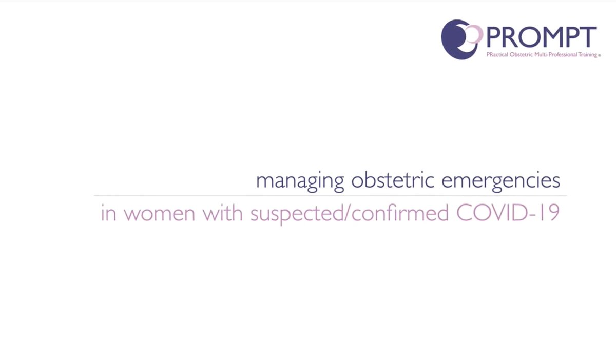 COVID-19 adds complexity to obstetric emergency management. PROMPT's short video sets about the principles of managing women with confirmed/suspected COVID-19 who develop obstetric emergencies youtube.com/watch?v=moK7UR… @promptmaternity