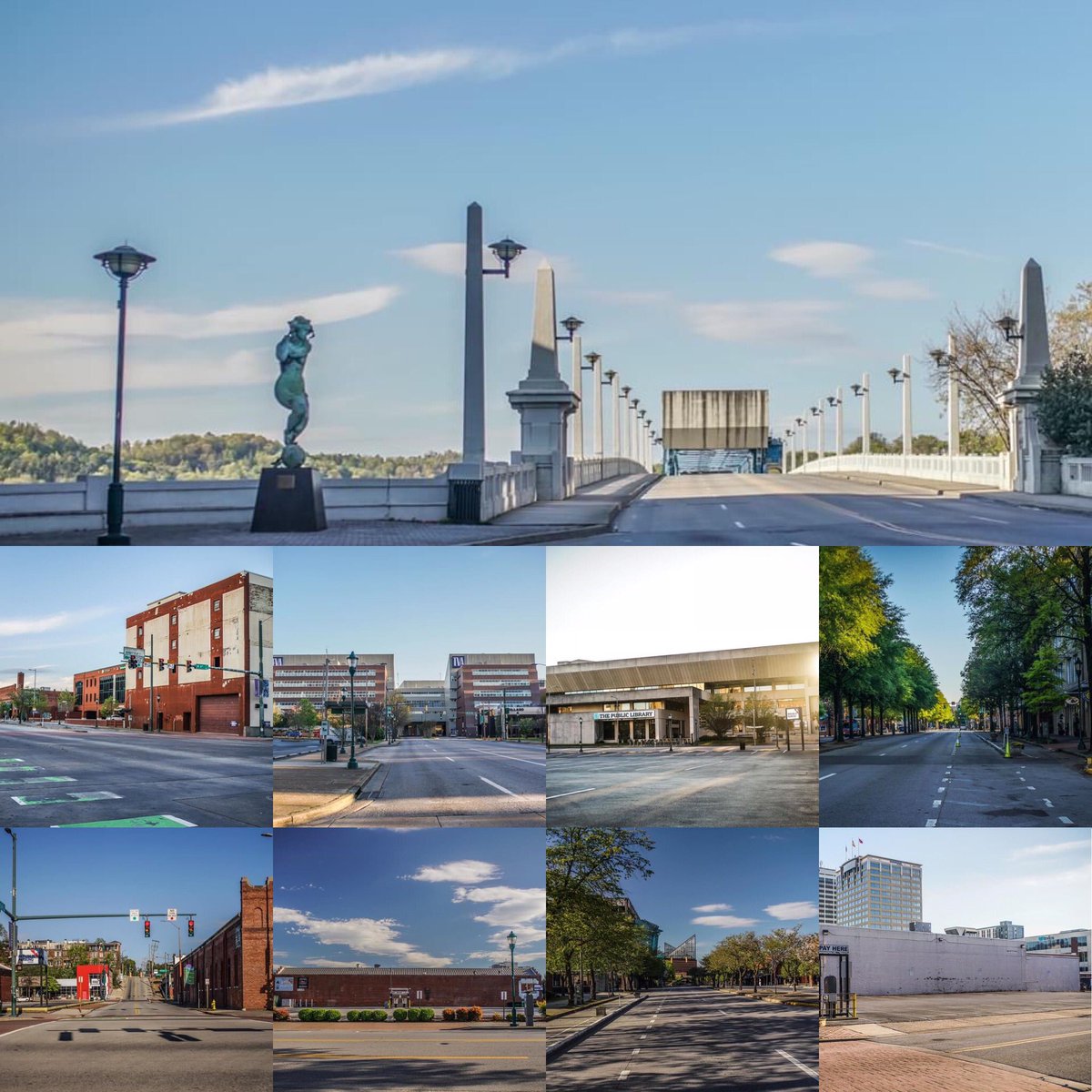 HunterHoagland's tweet photo. A local photographer captured rush hour last Friday in downtown, #CHA.
All pics were taken between 5-7 p.m. He calls the project ‘DISTANCING’
Wow.  
📸: Benjamin Battles https://t.co/NLAC295dGV