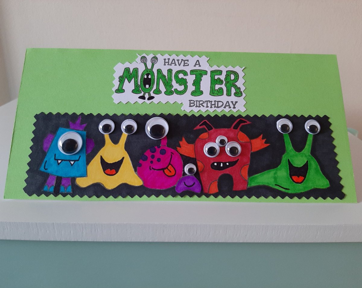 #greetingcard #handmade #madewithlove #greetingcard #monsters #3deyes #papercraft #woodwarestamps #birthdaycard #craftbusiness