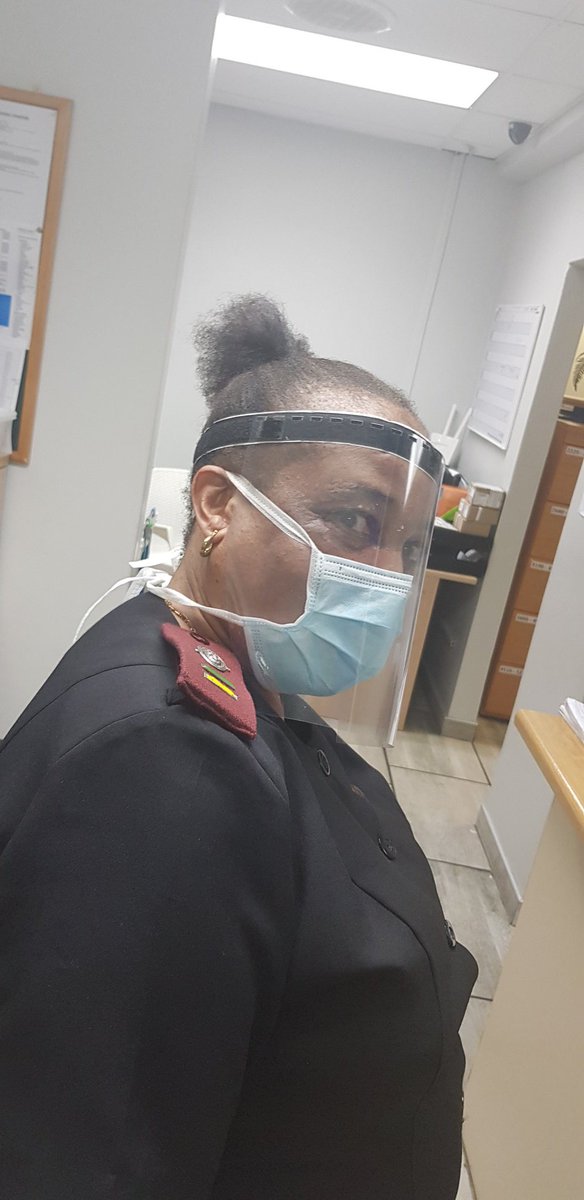 chanting's tweet photo. @BISouthAfrica We designed a simple splash mask. Velcro and firm plastic sheet. Rip off after patient contact and stick on new plastic. Simple and easy in case of a shortage in supply. https://t.co/Cq1A1hfSlW