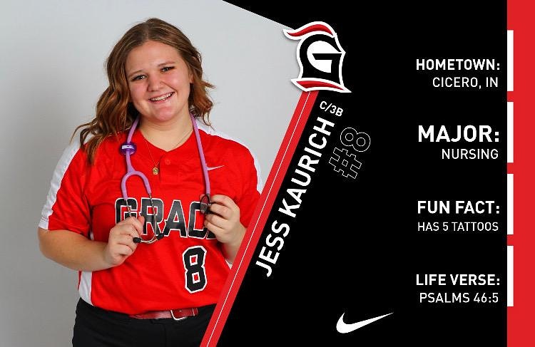 GC__Softball's tweet photo. Today’s Jersey Prayer Day is for our #8, Jess Kaurich. She wears her heart on her sleeve. The passion &amp; drive that she brings is inspiring. Jess will grind in workouts, the cage, and in the bullpen. Today we are praying for Jess and her family! https://t.co/bdLkbBMUFs