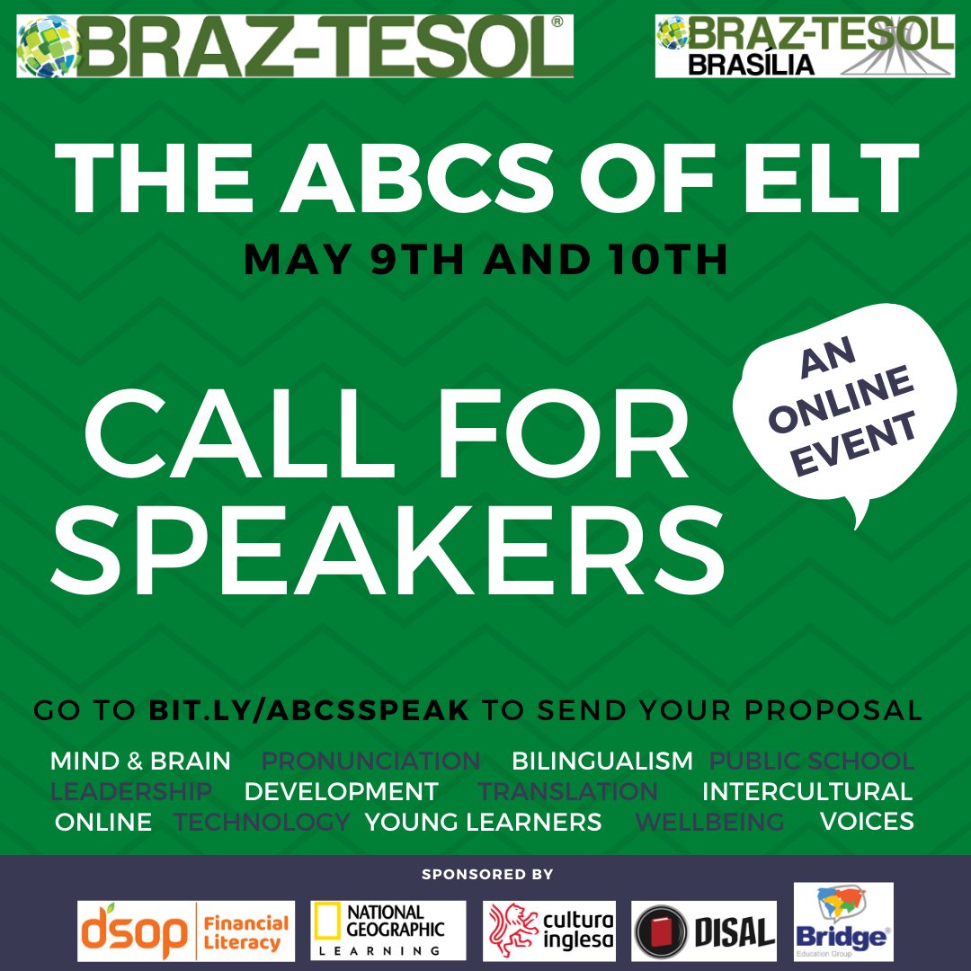 braztesolbsb's tweet photo. Tomorrow is the deadline to submit your proposal for our ABCS of ELT online conference on May 9th and 10th. If you want to speak at the event, go to https://t.co/hLRRZbqgUX now! https://t.co/O2X0iNFvNl