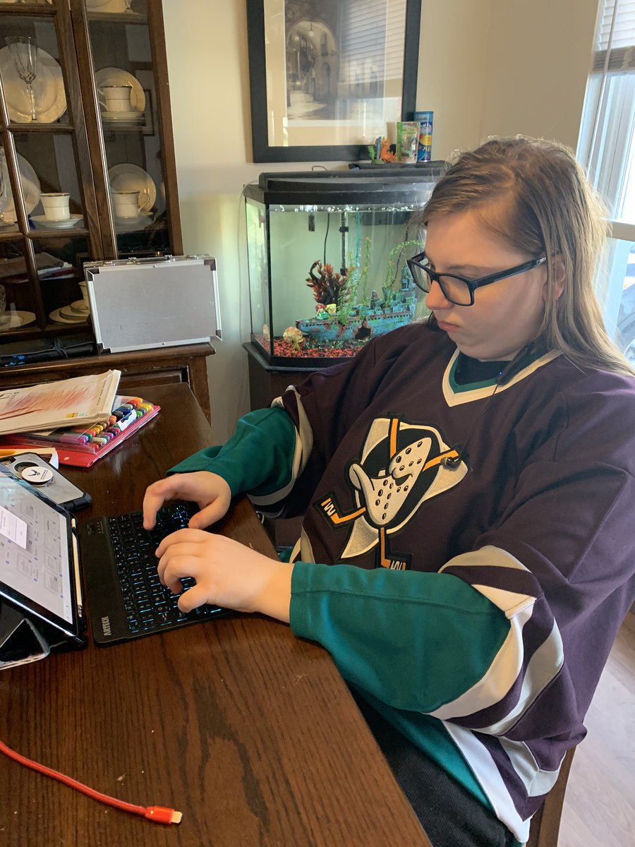 MelfreyaFindley's tweet photo. @FindleyKira  is ready for Jersey day! Mighty Ducks! @dom_vs_corona @StDominicHS  @SDHSCaritas #SDHSTogether #SDHSOnline https://t.co/S2PJ0owIPz