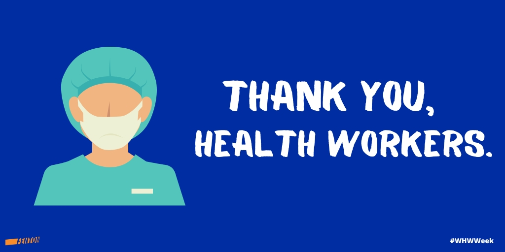 Health workers around the 🌍 are risking their own health to keep us safe. This #WHWWeek, we must ensure health workers everywhere have the protections they need to care for patients and themselves. 

Thank you, #HealthcareHeroes.