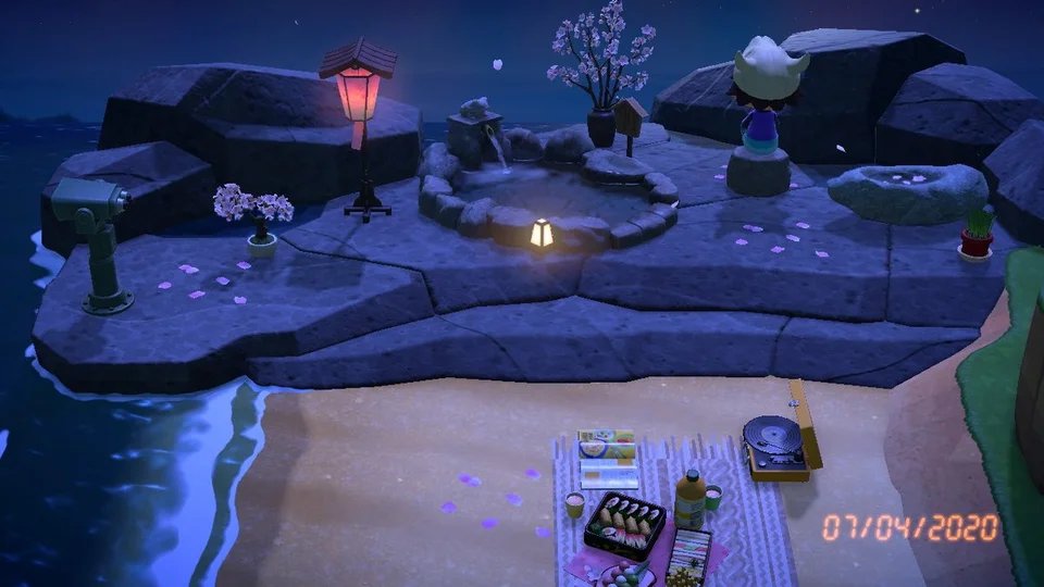 4. Un coin japonais reculé pour méditer (Source :  https://www.reddit.com/r/AnimalCrossing/comments/fwrd99/hidden_little_chillout_area/)