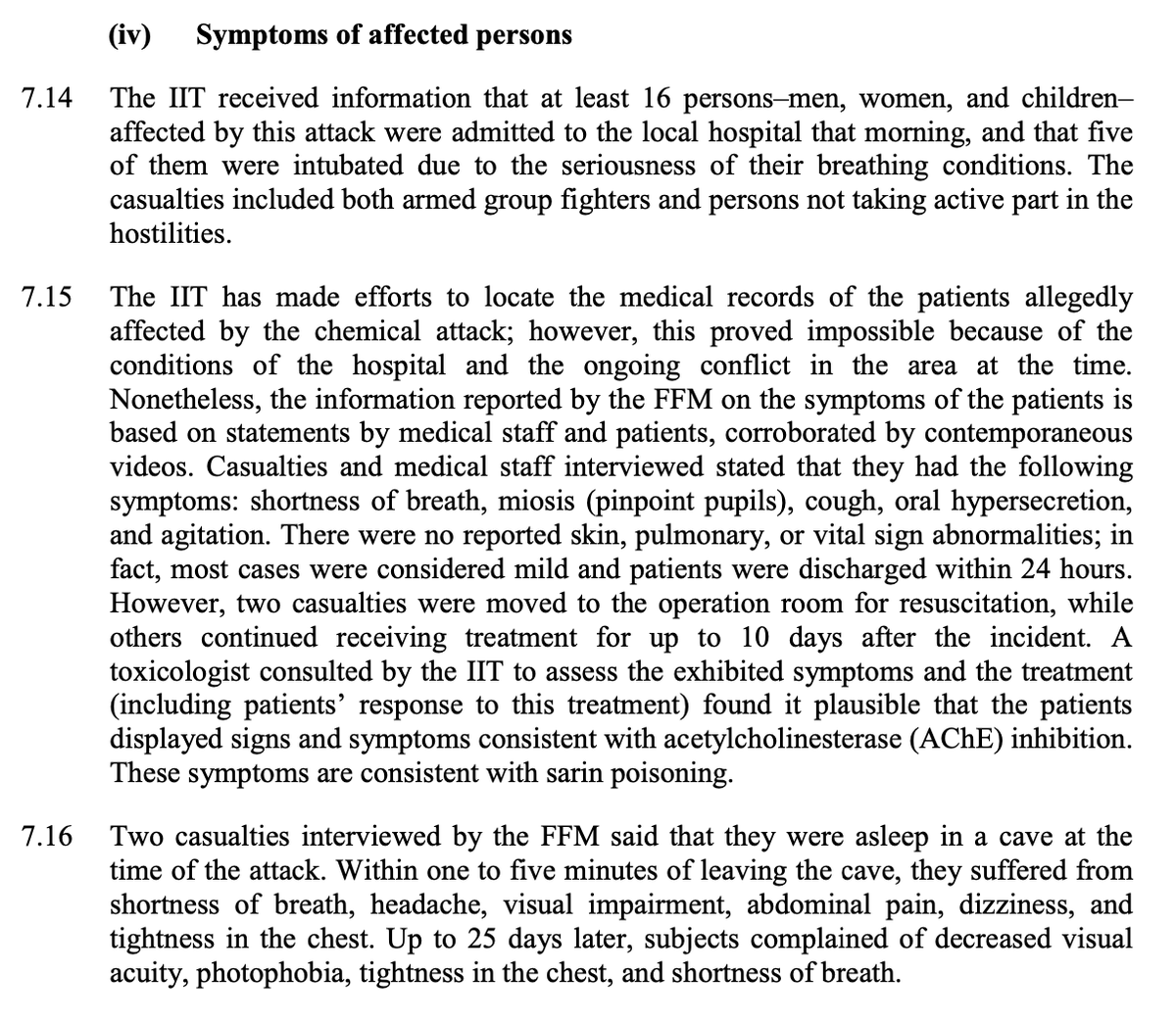 The symptoms of the victims are consistent with Sarin exposure. Also interesting to note some victims were in a cave, as there's an underground base near the impact site, as seen in this tweet  https://twitter.com/bellingcat/status/1247828533558345728