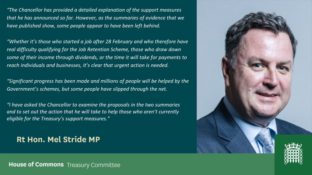 2/3  @MelJStride said help is needed for those who have slipped through the net of the Government's support measures in response to  #coronavirus.Whether it's  #newstarterfurlough or the time it will take for payments to reach people, "it's clear that urgent action is needed."