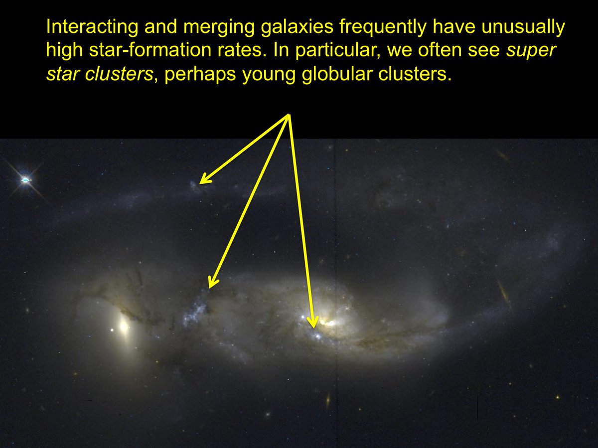 so we see super star clusters, much brighter and more massive than all but a handful in our whole Local Group. They might be young globular clusters. Bursts of star formation caused by interactions or mergers can have lasting impact.  #BeyondSolSys