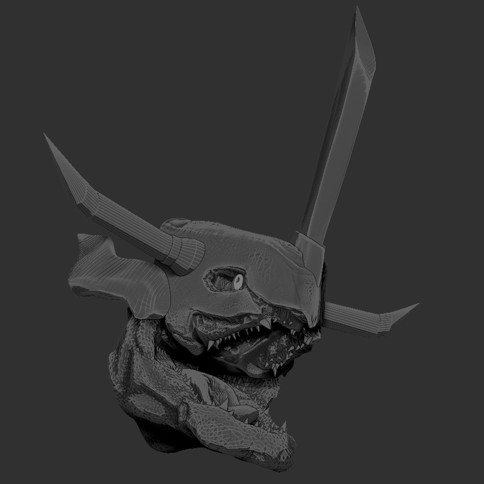 ZModelerで角と牙を作ってみました
機械部分はこの機能で作っていくのがいいかもしれませんね...
ナノメッシュも牙を作るのに便利です 