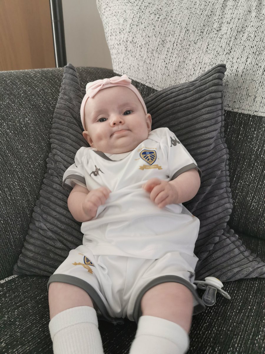 MoleSteph's tweet photo. Maddie's kit finally fits ready for the football to be back..... Her dad's a Preston fan and doesn't think I can get a tweet back. Let's prove him wrong @Kalvinphillips @Cli5hy @dallas_stuart @andrearadri @LiamCooper__ https://t.co/w0cvaGNqqn