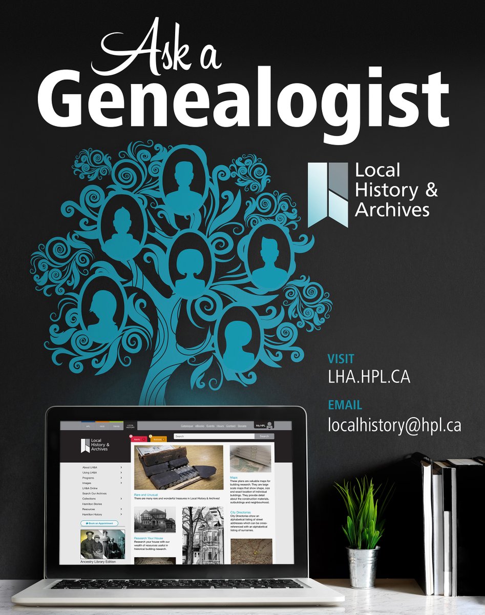 HamiltonLibrary's tweet photo. When #HPLStaff Kaye isn't cataloguing our digital resources or hosting Genealogy Club, she's a professional genealogist. Now you can pick her brain!
Having trouble breaking down that pesky brick wall or need help finding new #genealogy resources? #2020AAW #Hamont #HamOntHistory https://t.co/DBQcaQzITd