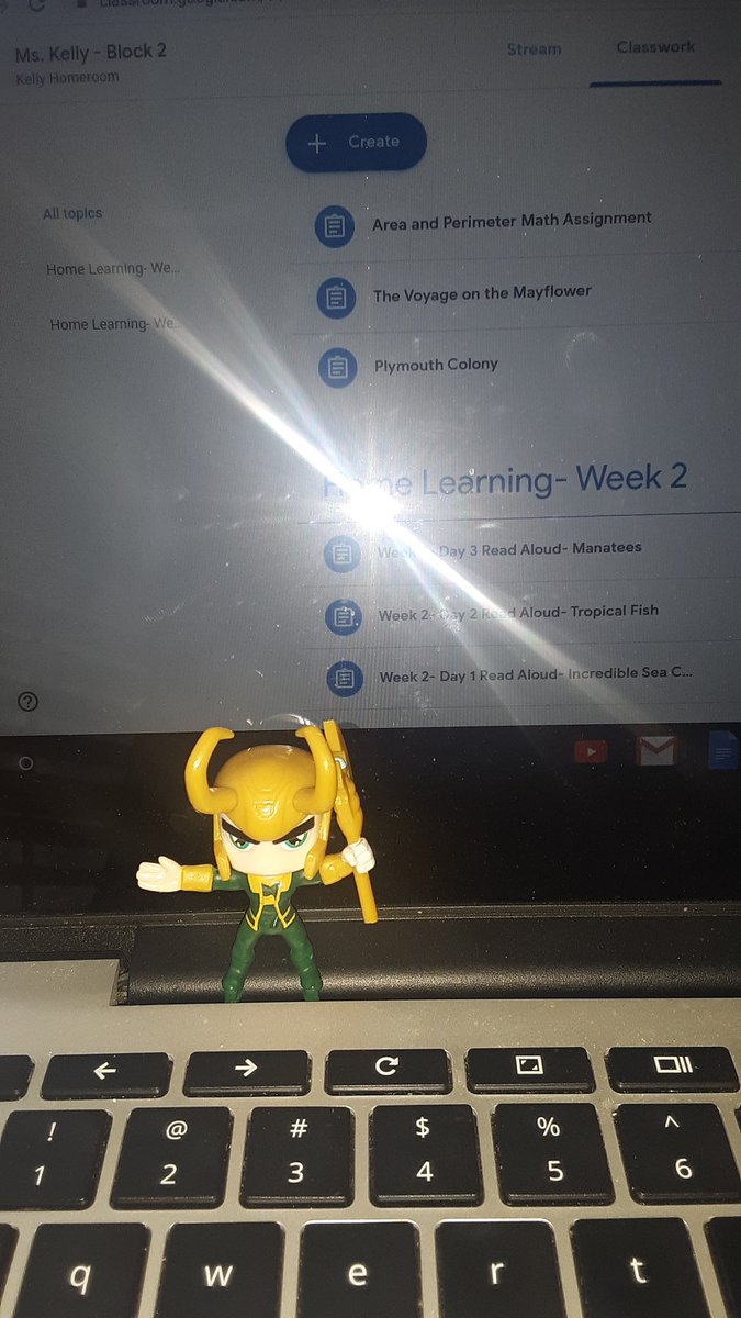 Today is Super Hero Day!  Thank you to all our 1st responders and essential workers keeping us safe!  My favorite super hero(villian?) is Loki!  He's being good and helping me work today!  #CHESVirtualSpirit #chespirates