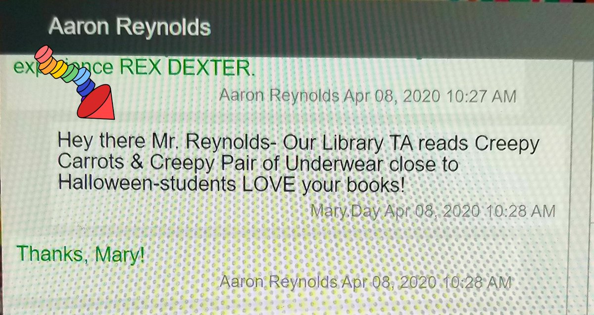 mcd51_'s tweet photo. #middlegrademagic2020
Very cool to chat with author Aaron Reynolds😁📚
@CVALibrary
@sljournal https://t.co/heY6juM4MC