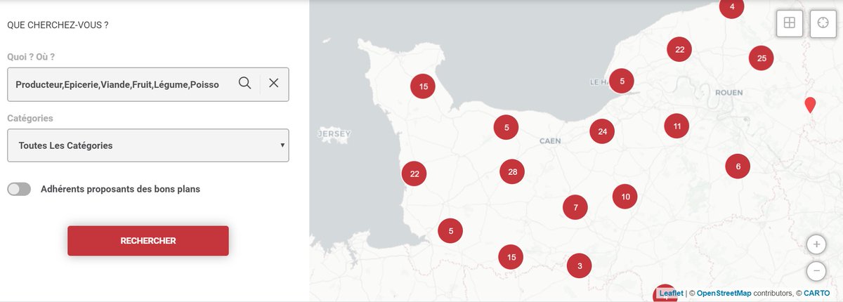 🍏Avec déjà plus de 200 producteurs référencés, cette carte sera aussi mise à jour grâce à vous : producteurs locaux, inscrivez-vous en quelques clics ! Consommateurs, partagez cet outil qui est le vôtre !🔄
⚠️N'oubliez pas votre attestation de sortie ! 
➡️annuaire.normandie-rollon.fr/recherche?q=Pr…