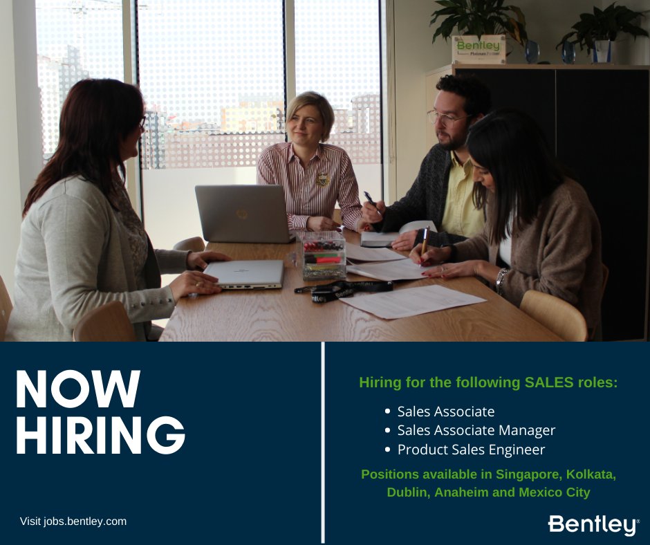 BentleySysHR's tweet photo. Check out our current openings at https://t.co/FHAj0ZWpoX. #workforbentley #salesjobs #bentleysystems https://t.co/YJlpiUe8kr