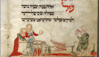 Twenty years later, he had gotten significantly more colorful. The so-called "Washington Haggadah" is at the Library of Congress, and was produced in 1478: