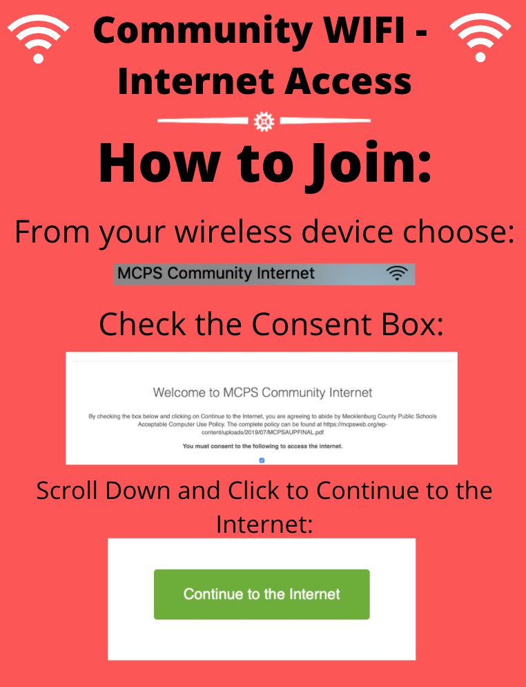 MeckSchoolsVa's tweet photo. Information about Community Wifi Internet Access! https://t.co/75voxiFyH9