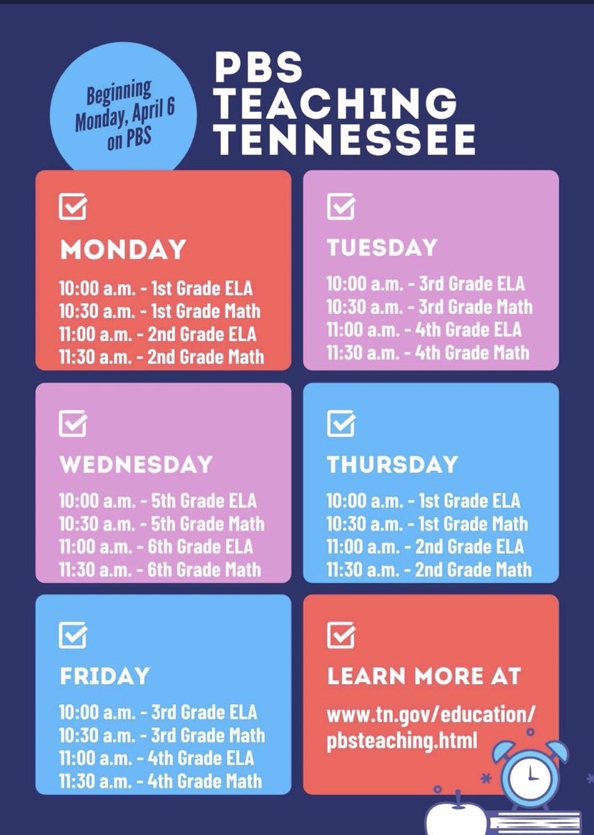6th grade instruction on PBS starts today! 11:00 is ELA and 11:30 is Math. (7th and 8th grade will begin next week.) These feature middle school teachers from right here in our district!