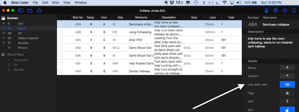 ShotListerApp's tweet photo. #QuarantineLife
A quick tip on how to link two shots that you're shooting at the same time on macOS?
Easy, just click on the shot in Scene or Shoot Day mode and you will see the Link with Next option in the right side bar 🎬
#LetsMakeMoviesTogether #makingyourday #ShotList https://t.co/4qXwEv9wPz