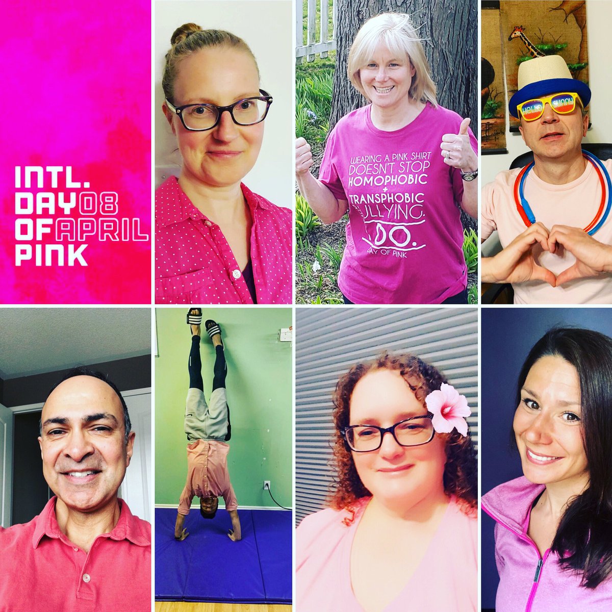 Ms_Augaitis's tweet photo. The @QESrPS staff are wearing their pink to show that we stand against bullying and discrimination! @PeelSchools @ClimatePeel @Strongthinktank #VirtualDayofPink https://t.co/kpVEbAIL2J