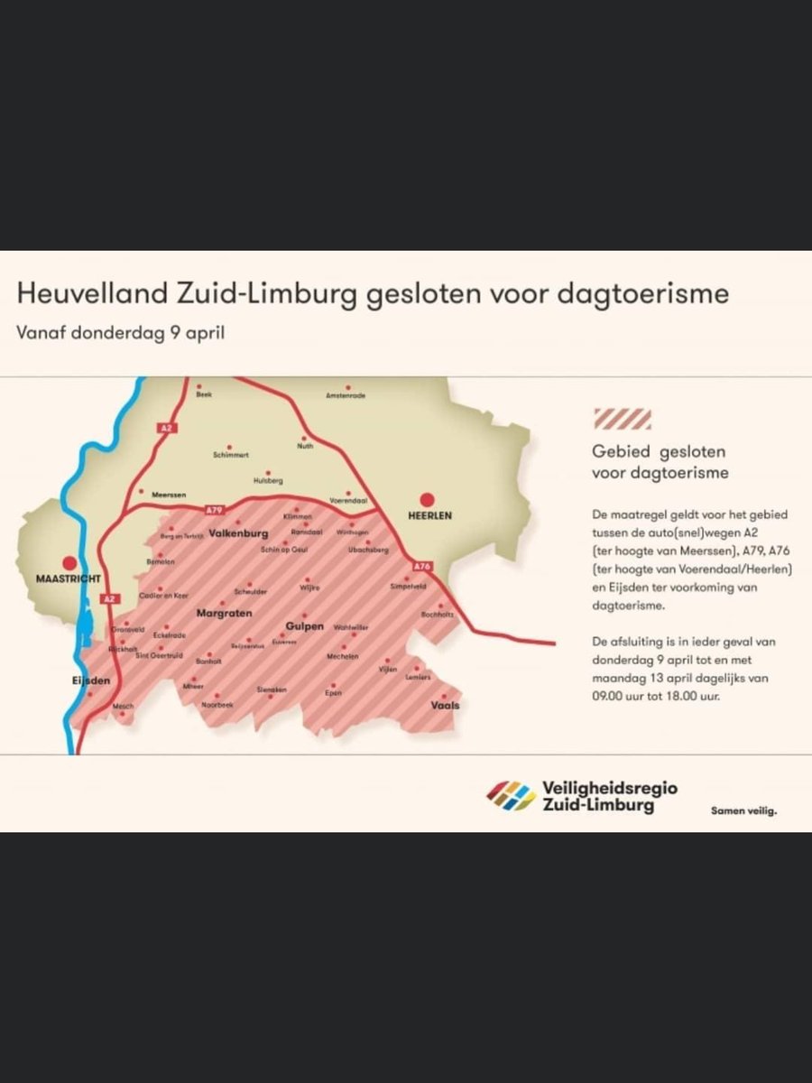 onsheuvelland's tweet photo. HEUVELLAND OP SLOT 
Vanaf donderdag 9 april is het Heuvelland afgesloten voor dagtoeristen. Bestemmingsverkeer is wél toegestaan. De maatregel duurt in ieder geval t/m maandag 13 april.'
Meer info over deze maatregel:  https://t.co/HiJUCpUpnA
#Heuvelland #Corona #blijfthuis https://t.co/ovQ8gxXar3