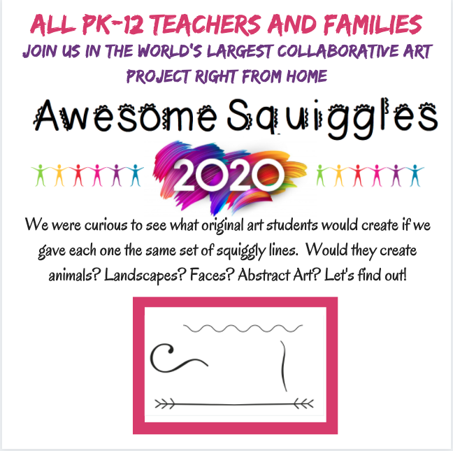 mrs_smoke's tweet photo. PK-12 Teachers and Families - Our #awesomesquiggles global art challenge is perfect for #remotelearning. Simply download our PDF or PNG lines and share w/ learners. They do the rest using any medium of choice. Watercolors? Yep! Crayons? You bet! Digital App? Sure! #kidart #arted https://t.co/VkTbPbpYQb